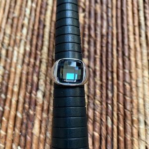 Black crystal and silver ring